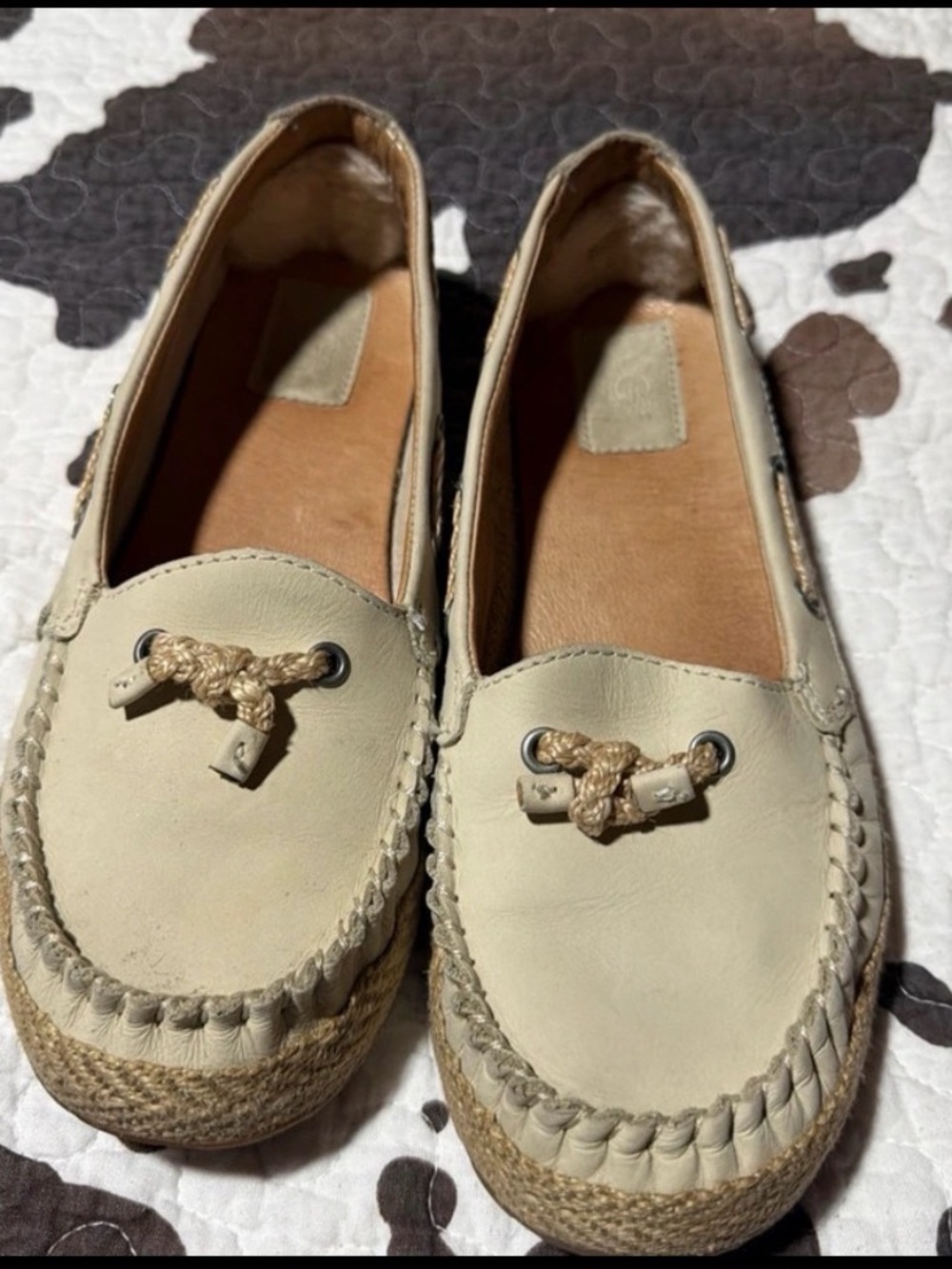 Ugg Womens Neutral Rope-Trim Moccasin Flats